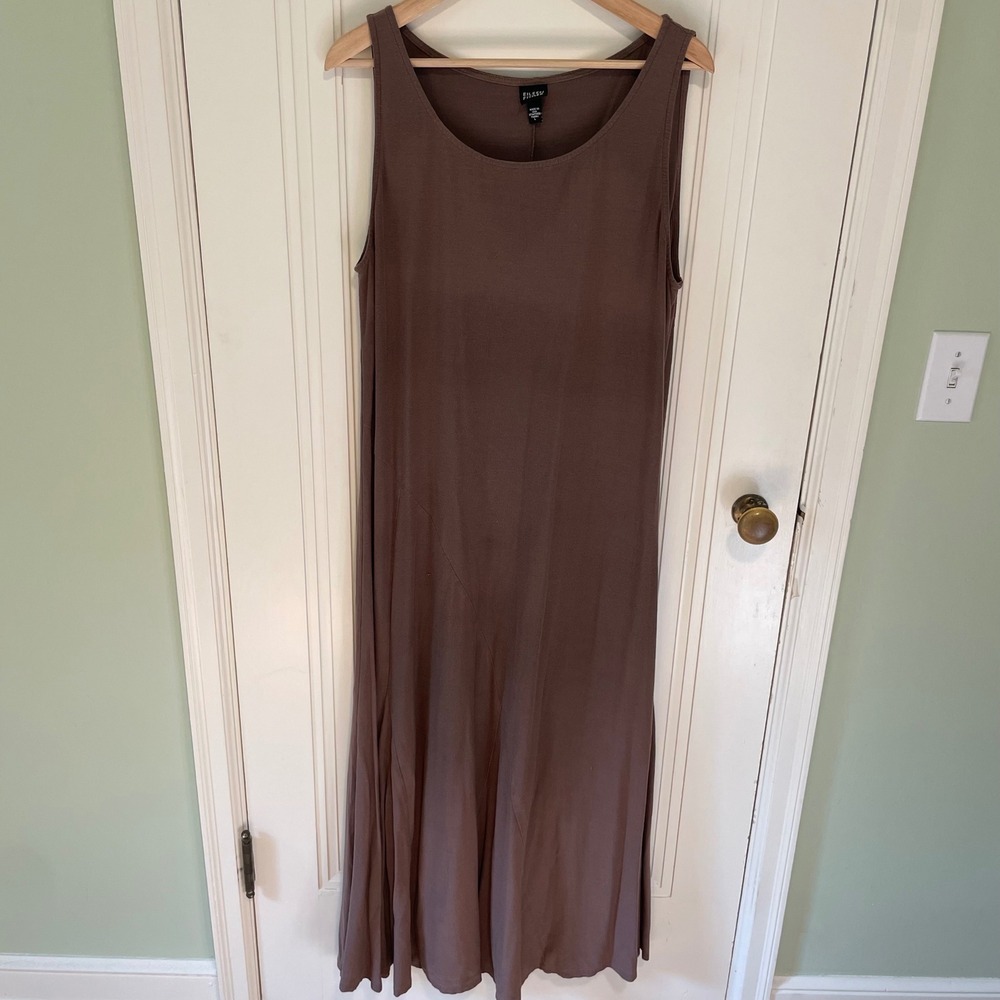 Eileen Fisher Sleeveless Maxi Dress Large Mauve Purple